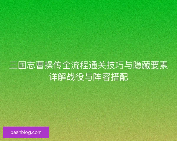 三国志曹操传全流程通关技巧与隐藏要素详解战役与阵容搭配